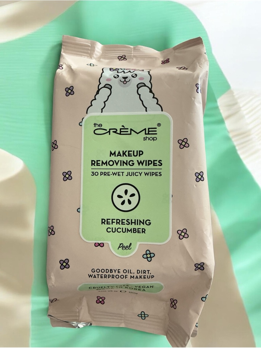 The Crème Shop Refreshing Cucumber Makeup Removing Wipes Korean Beauty Green NWT
